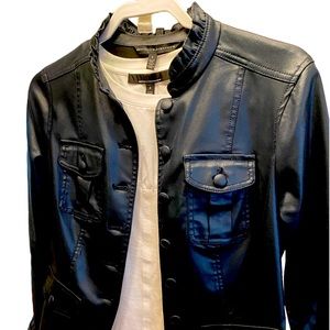 WHBM Navy BLUE coated denim jacket size 2/4